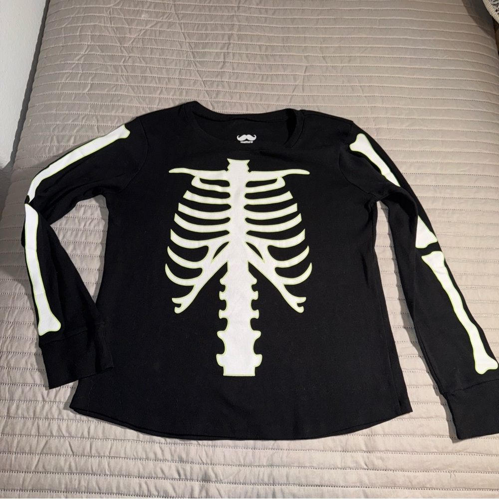 Under Disguise women’s glow in the dark skeleton Black pj top Halloween Sz M